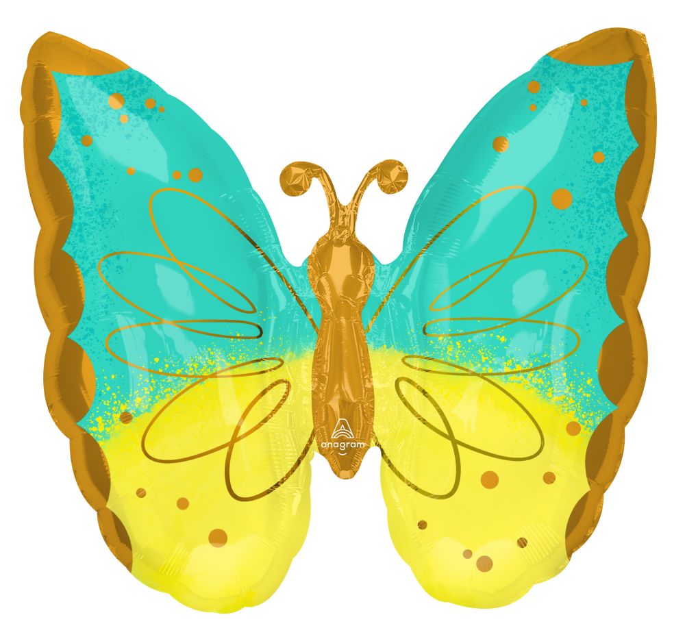 SuperShape Mint and Yellow Butterfly Balloon
