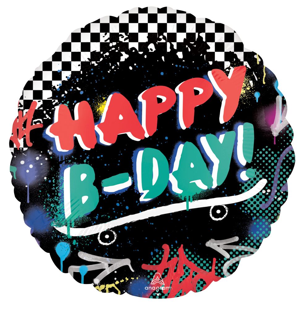 Jumbo Skater Party Happy Bday Balloon
