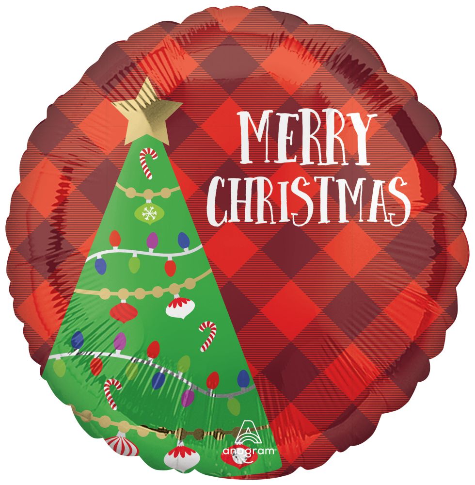 Standard Festive Christmas Tree Plaid Balloon