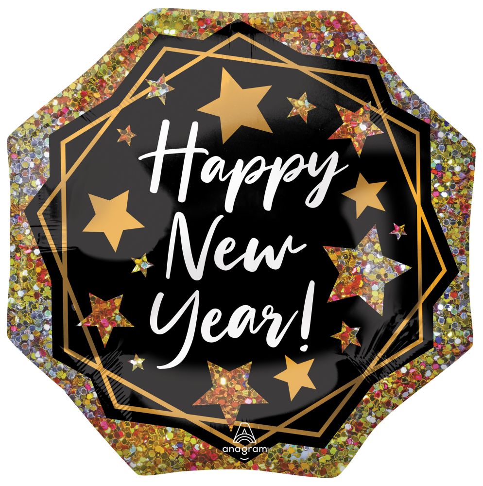 SuperShape Happy New Year Gold Sparkle Balloon