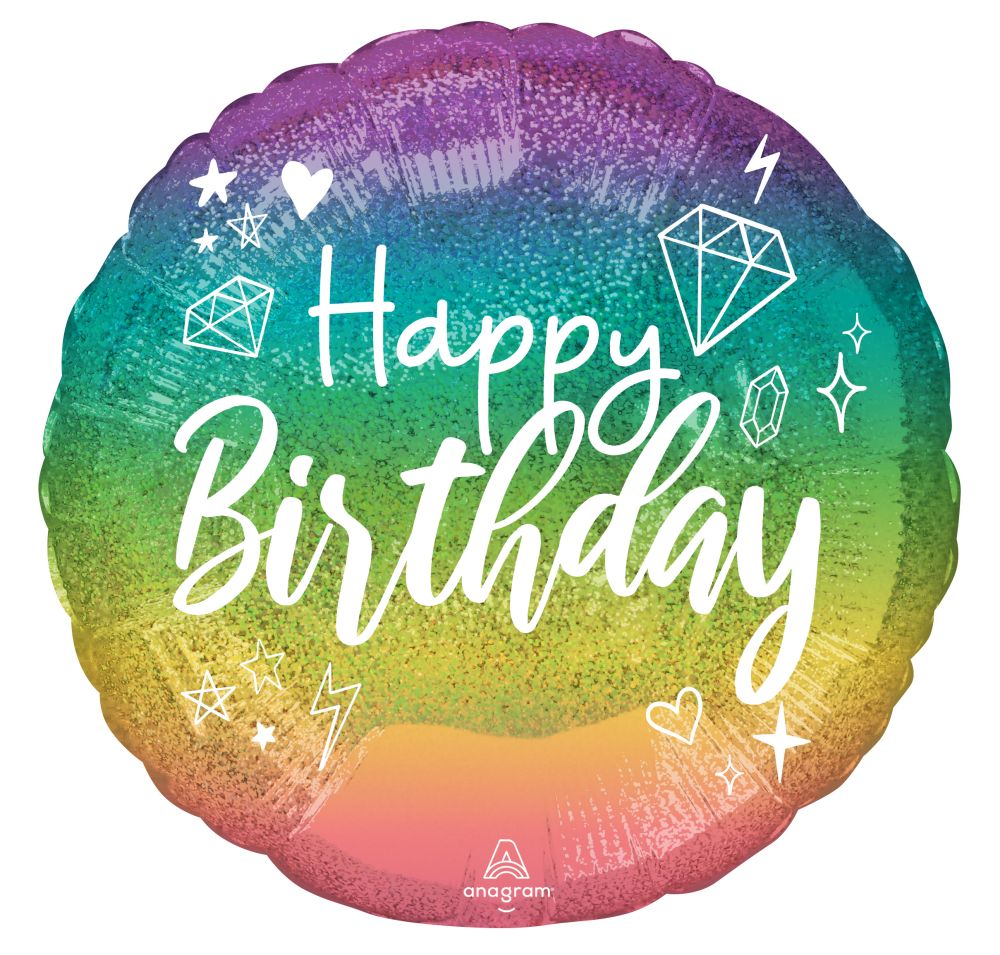 Standard Holographic Sparkle Birthday Balloon