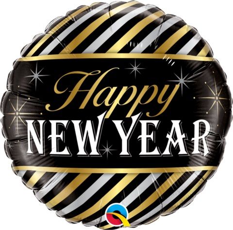18" New Year Diagonal Stripes (non-packaged) Balloon