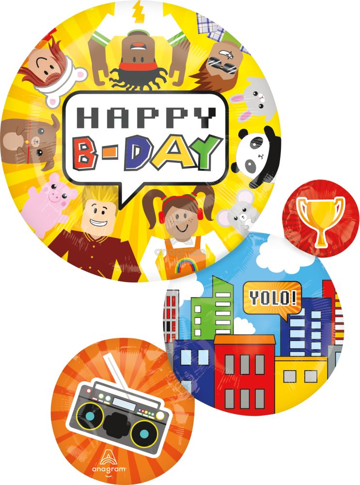 SuperShape Party Town Happy Birthday Balloon