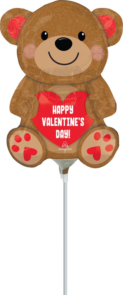 Mini Shape Happy Valentines Day Cuddly Bear  Balloon