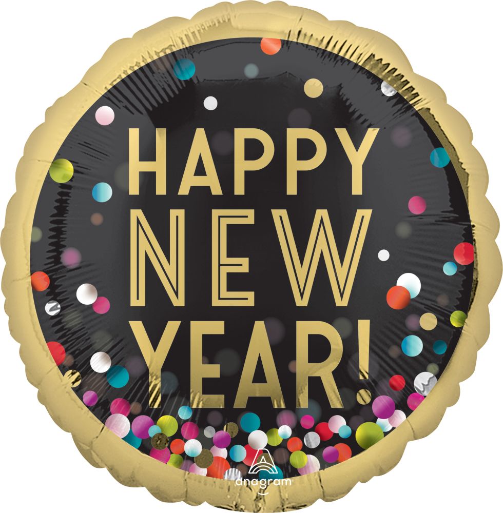 Jumbo Colorful Confetti Happy New Year Balloon
