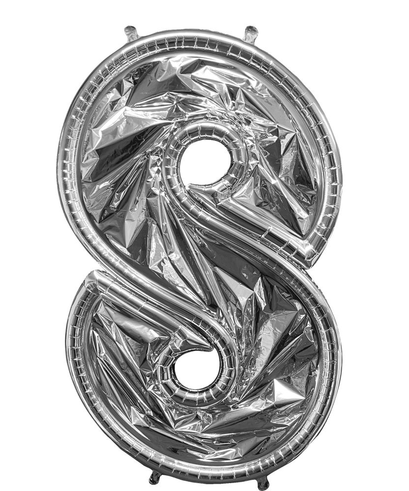52" BalloonFormz Silver Number 8