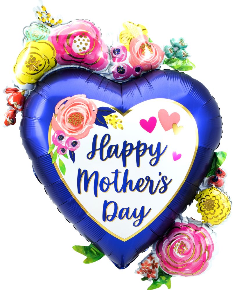 SuperShape Satin Happy Mothers Day Watercolor Floral Balloon