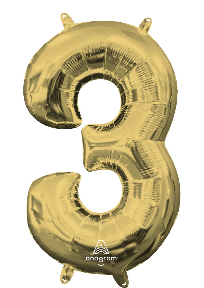16" White Gold Number 3 Balloon