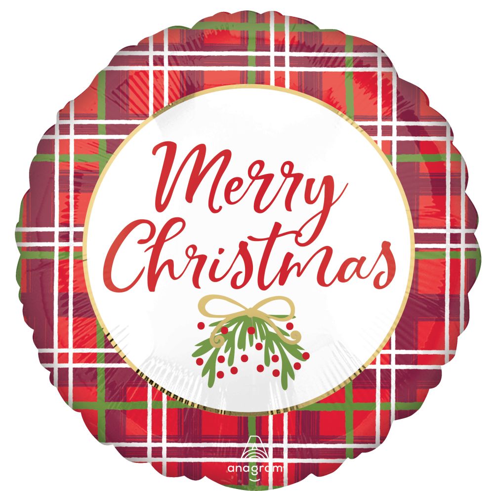 18" Christmas Mistletoe Plaid Balloon
