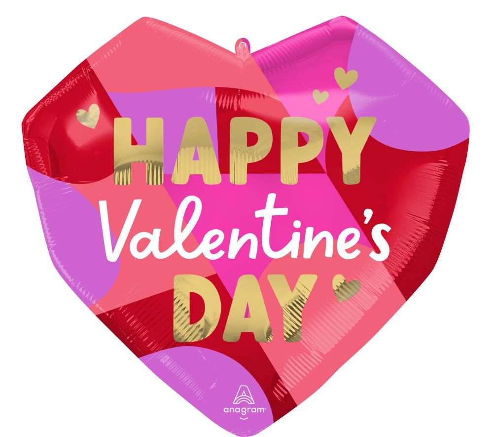 SuperShape Happy Valentines Day Blocking Brights Balloon