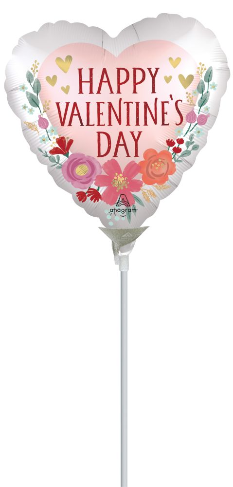 09" Happy Valentines Day Satin Romantic Flowers Balloon