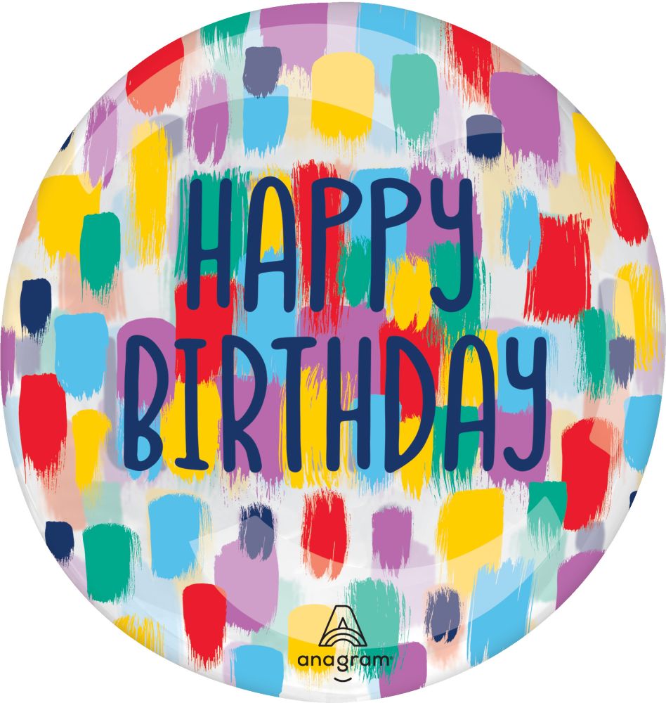18" Clearz Painterly Happy Birthday Balloon