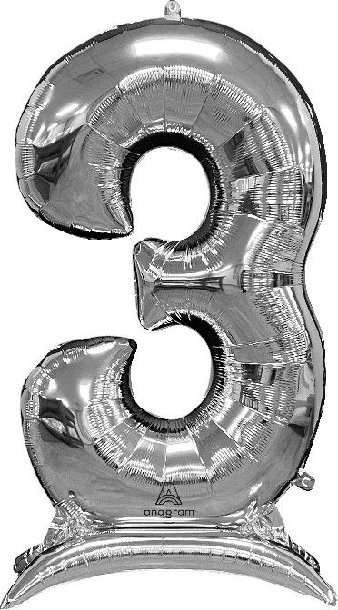 50" Stand-Up Silver Number 3 Balloon