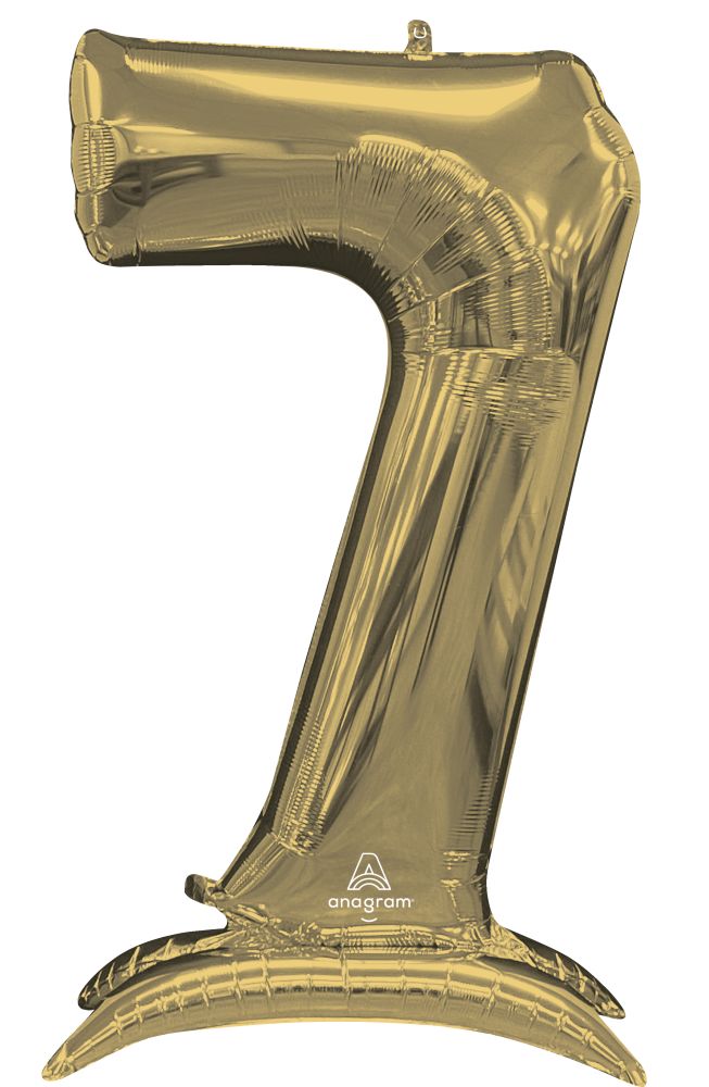 50" Stand-Up White Gold Number 7 Balloon