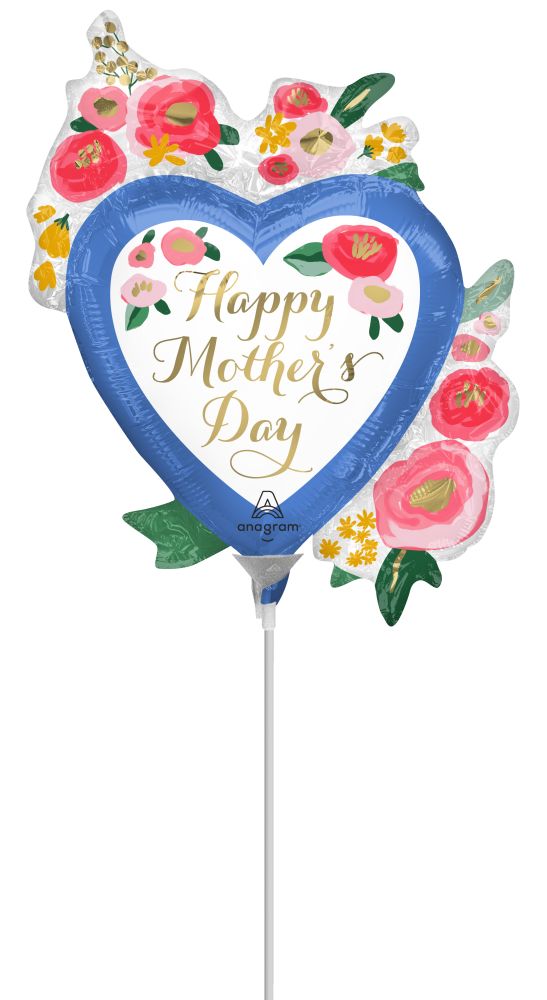 Mini Shape Happy Mothers Day Painted Floral Heart Balloon