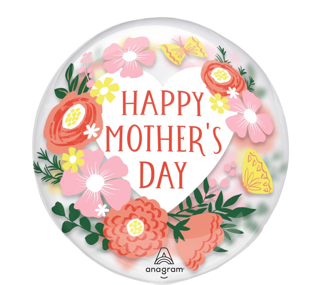 18" Clearz Happy Mothers Day Clear Blooms Balloon