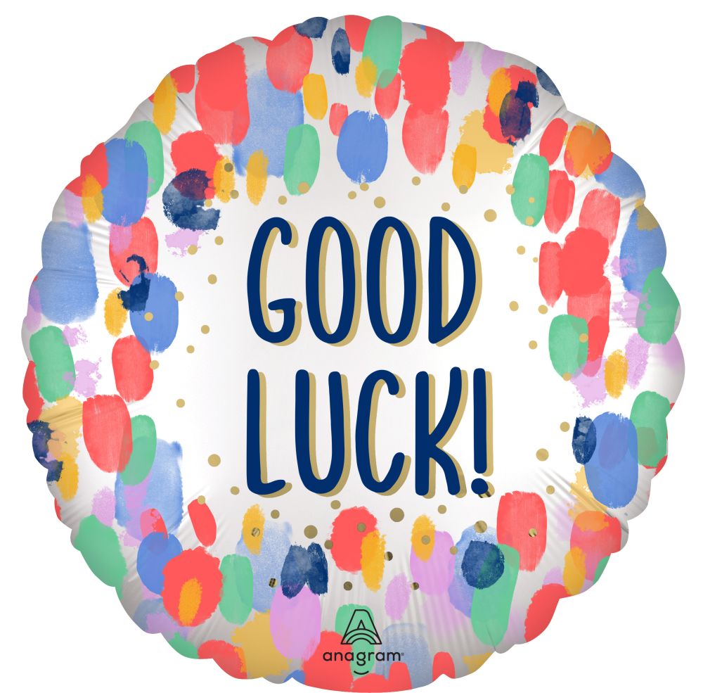 Standard Satin Painterly Dots Good Luck Balloon