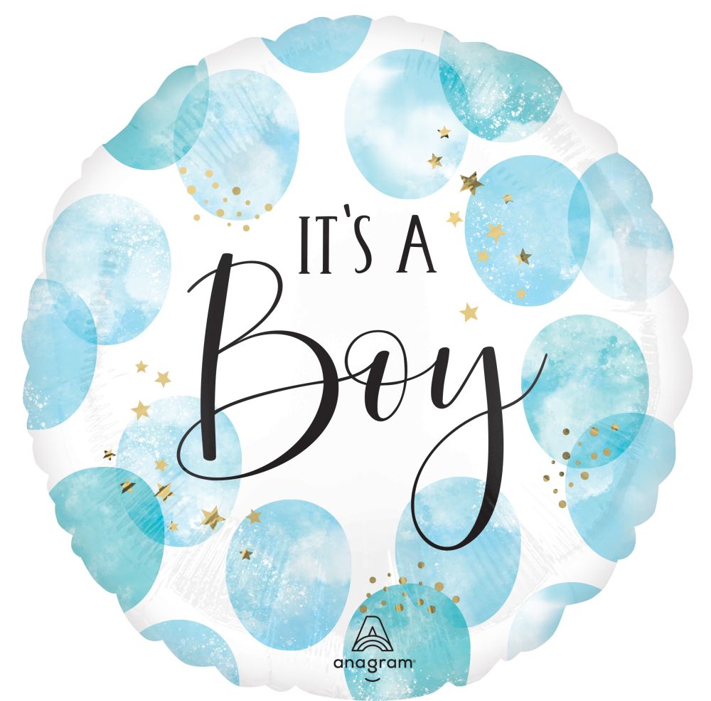 Standard Baby Boy Blue Watercolor Balloon