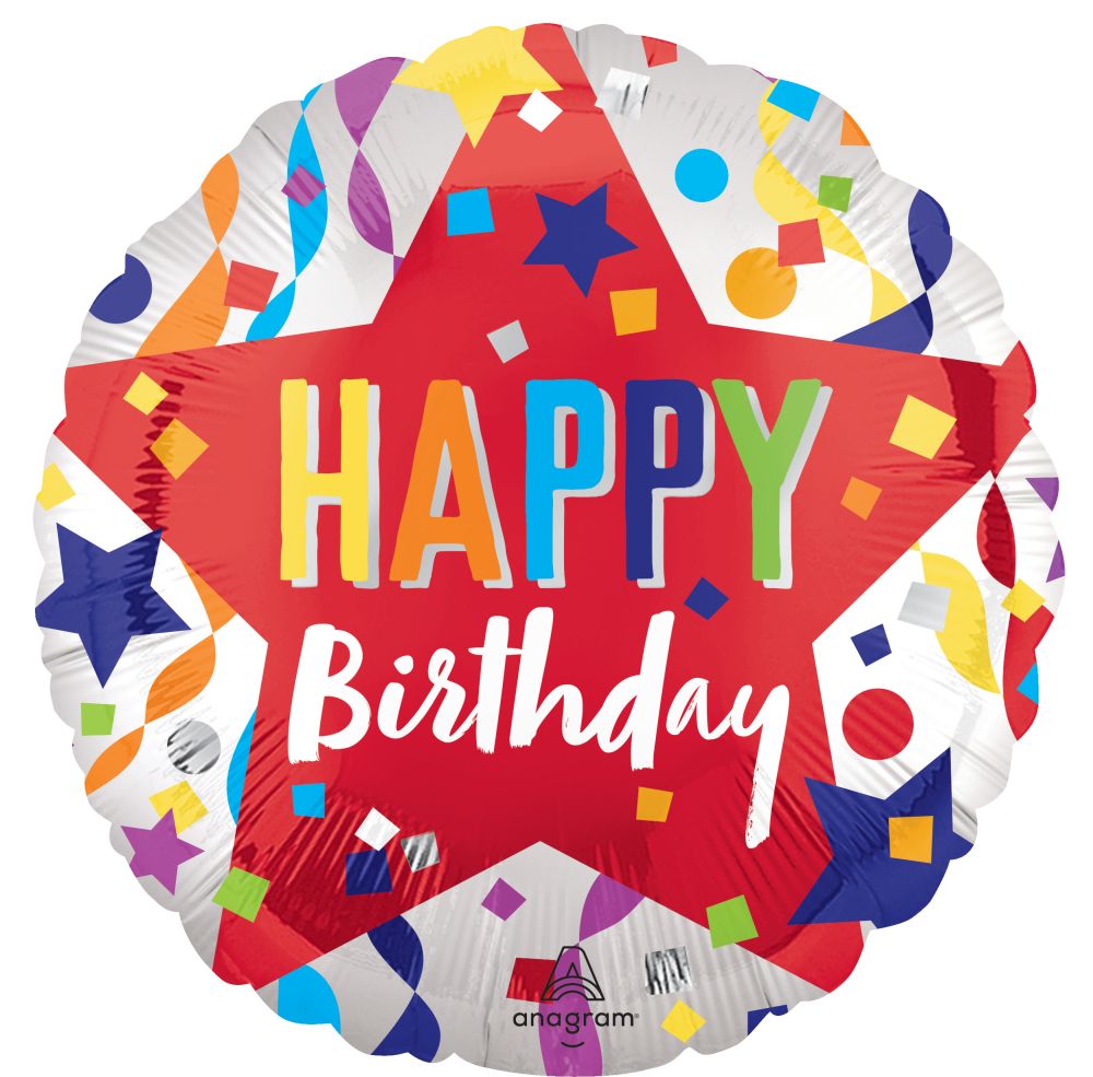 Standard Satin Happy Birthday Star Balloon