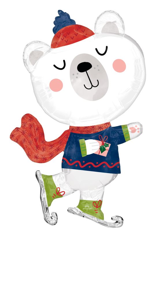 SuperShape Cabincore Skating Bear Balloon