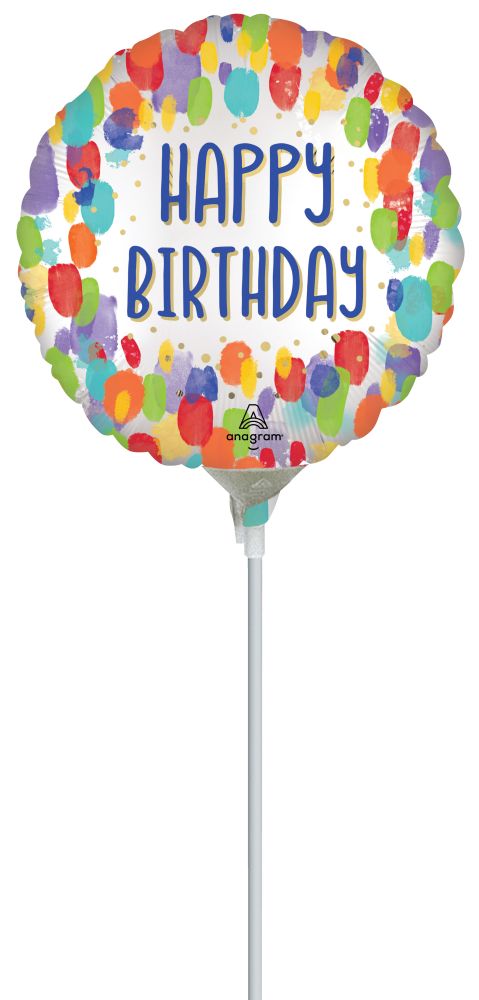 04" Satin Painterly Dots Birthday Balloon