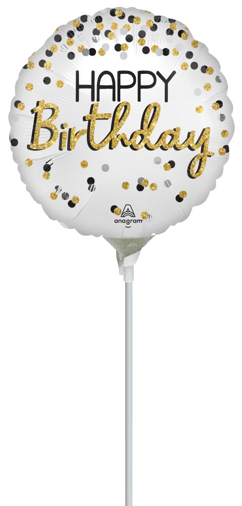 09" Black Silver Gold Birthday Balloon