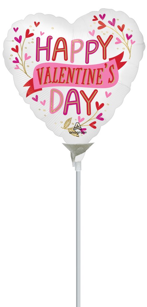 04" Happy Valentines Day Satin Botanical Traces Balloon