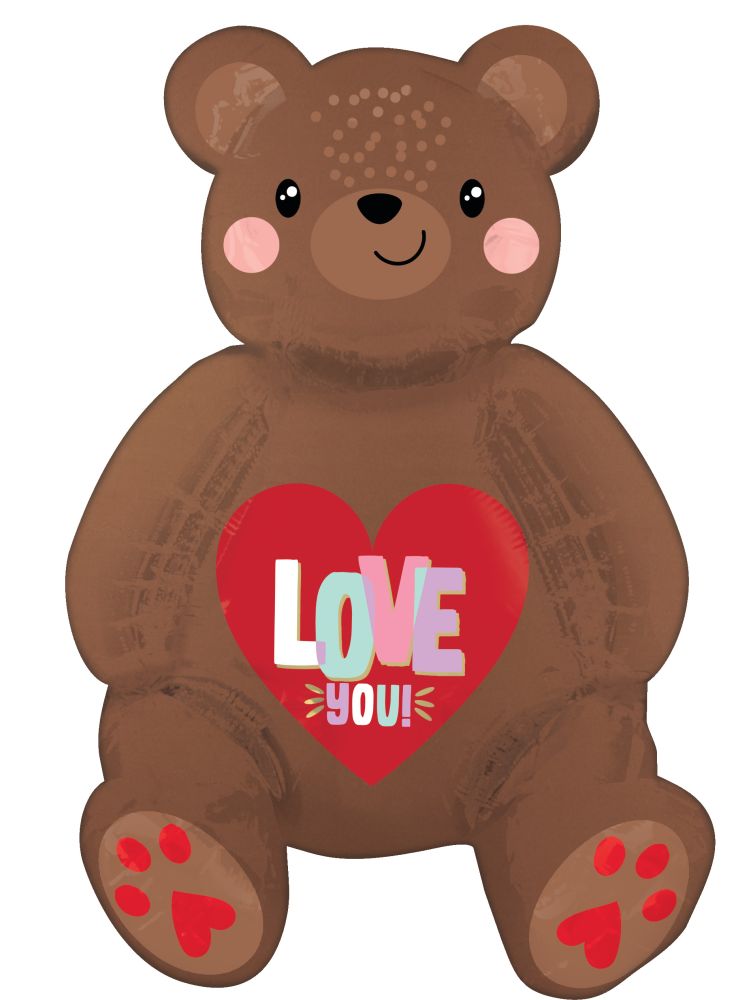 CI: Figurine Sitting Satin Love Bear Balloon