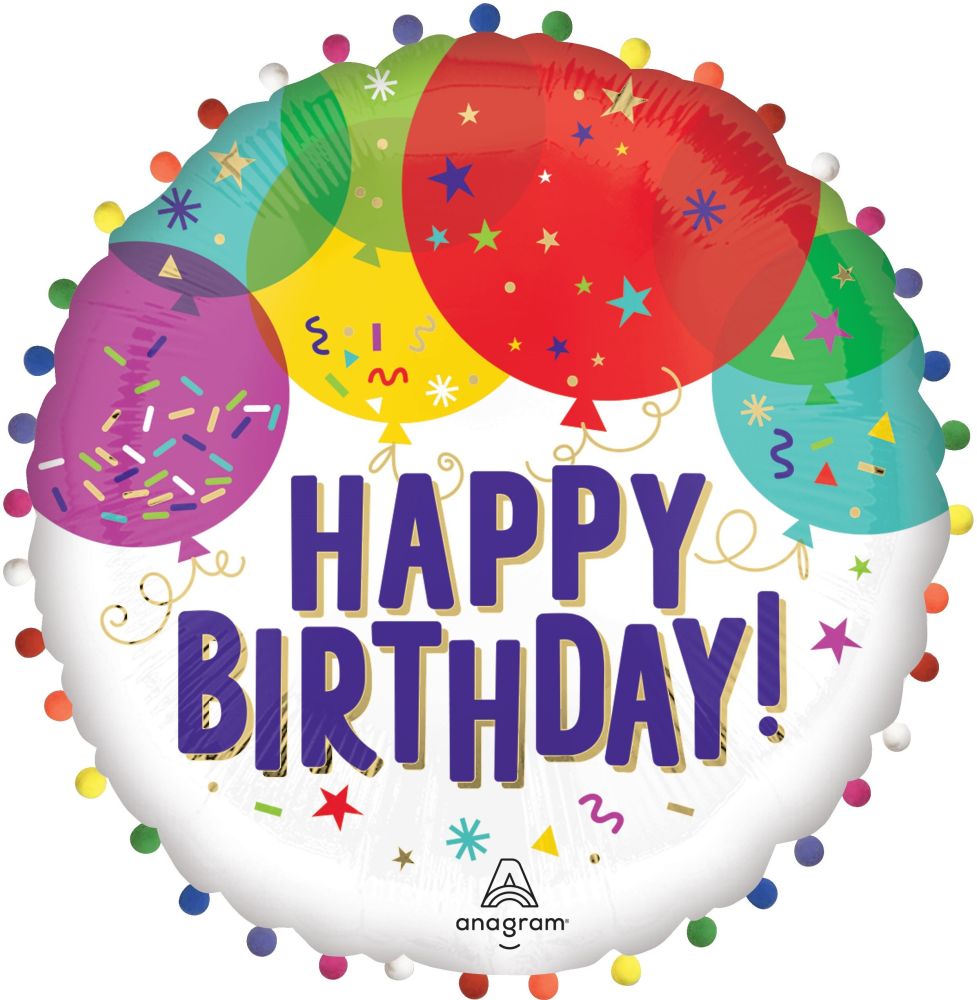Jumbo Happy Birthday Balloons Pom Pom