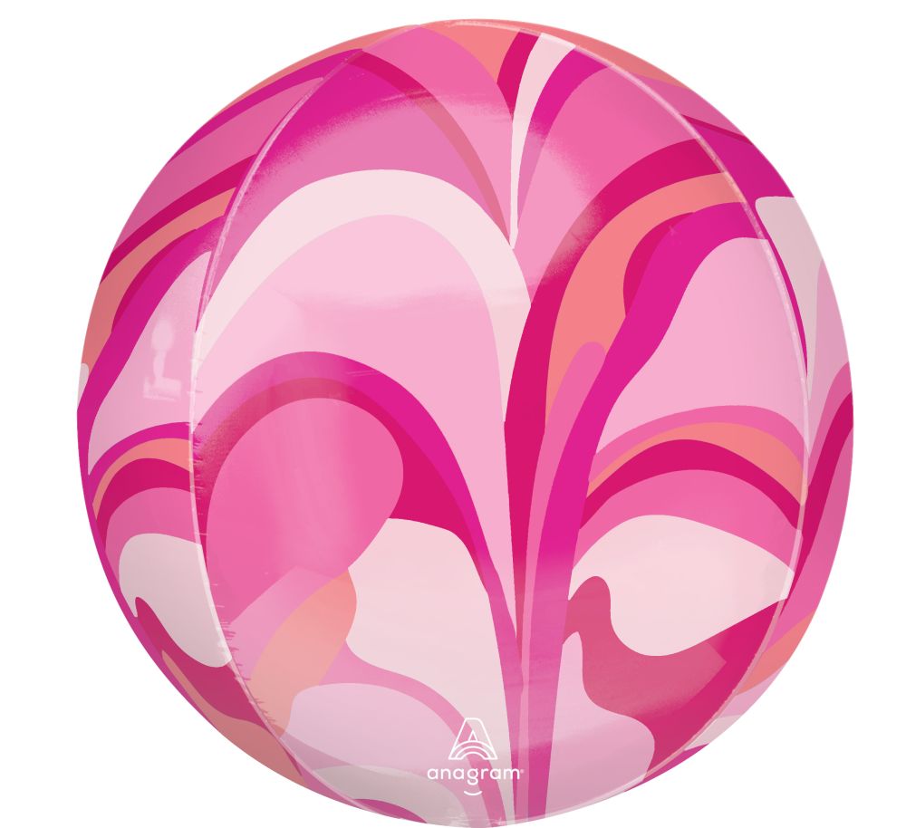 Orbz 16" Vibrant Marble Pink Balloon