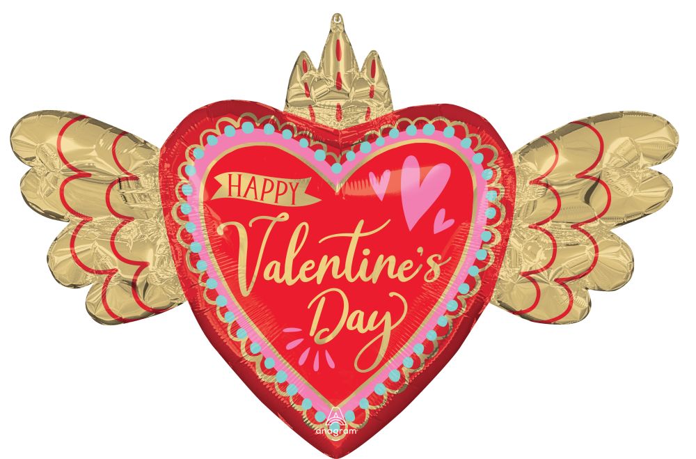SuperShape Artistic Affection Happy Valentines Day Wings Balloon