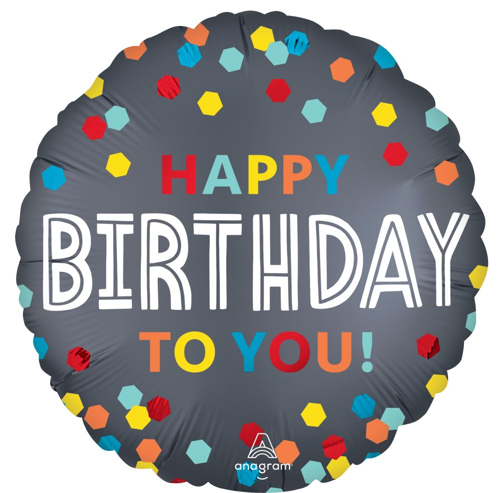 18" Satin Confetti Burst Birthday Balloon