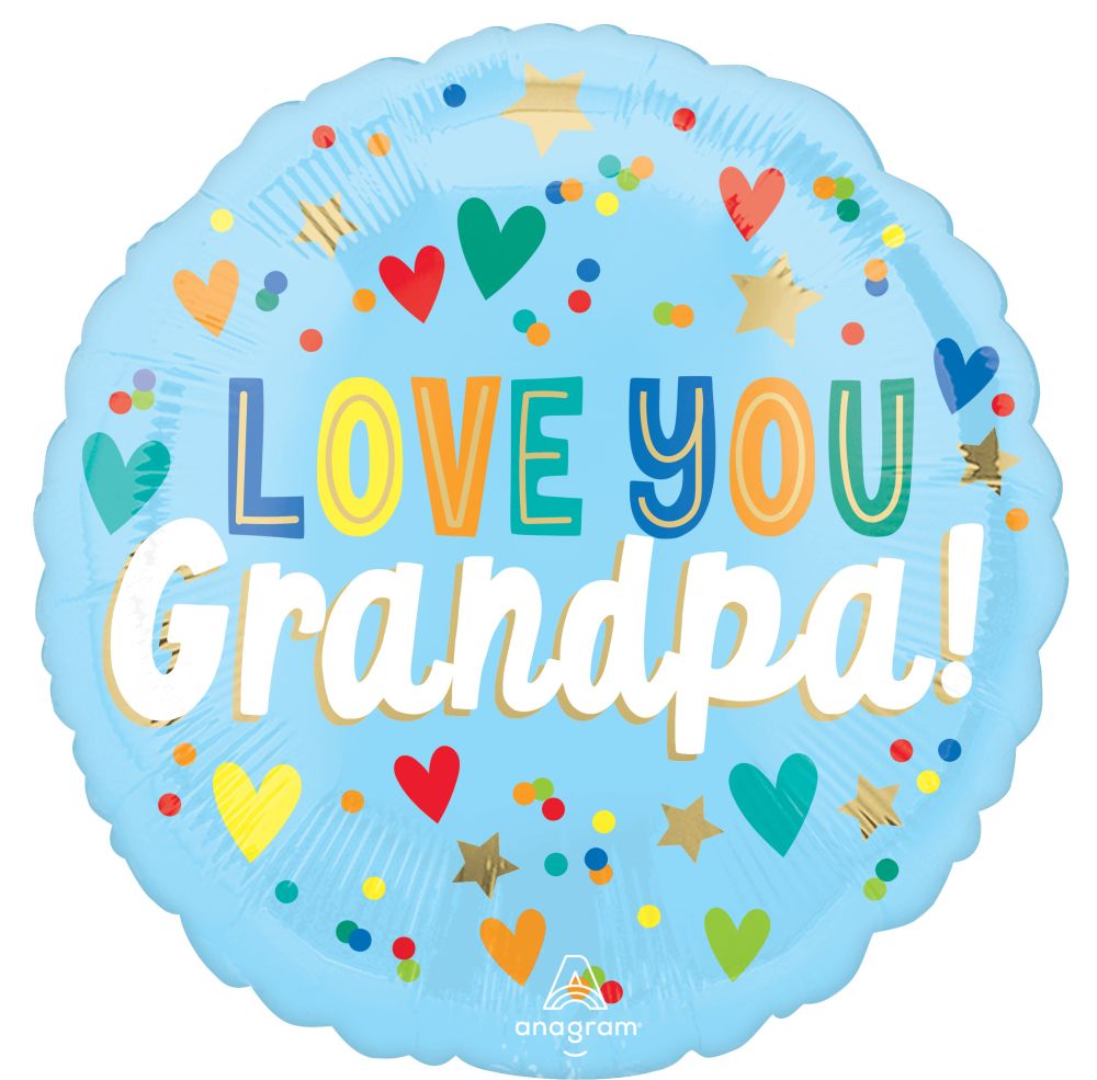 Standard Love You Grandpa Hearts & Stars Balloon