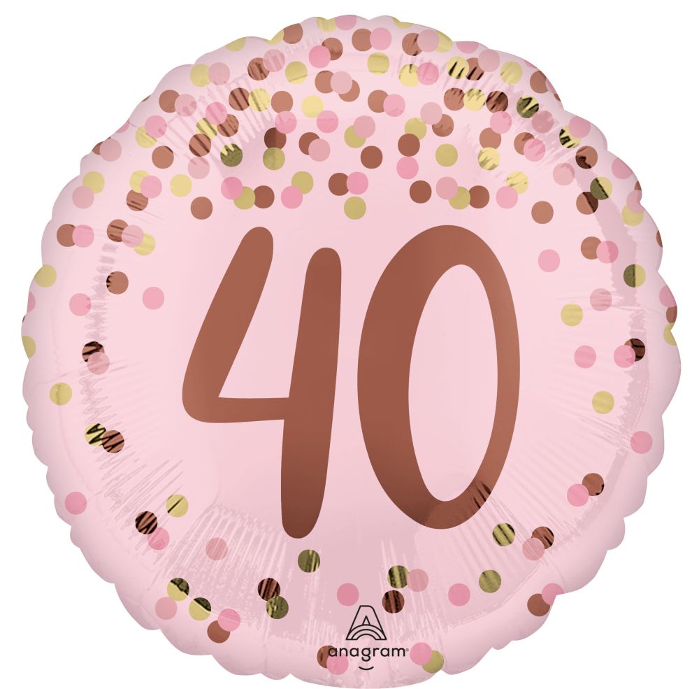 Standard Pretty Pink 40th Birthday Balloon