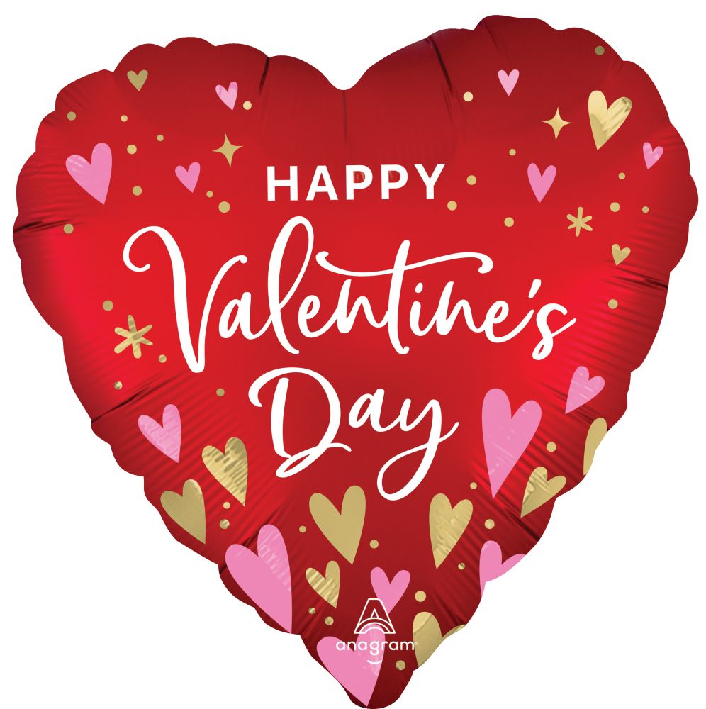 Jumbo Satin Happy Valentines Day Heartfelt Elegance Balloon