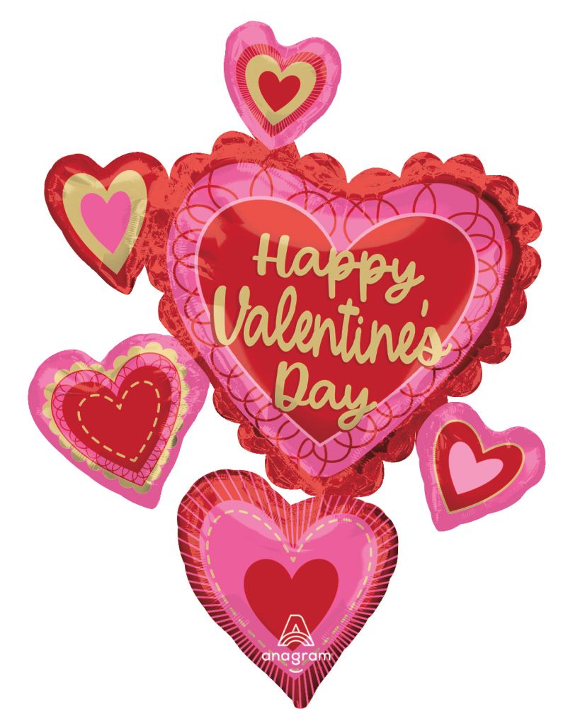 SuperShape Happy Valentines Day Scalloped Sweethearts Balloon