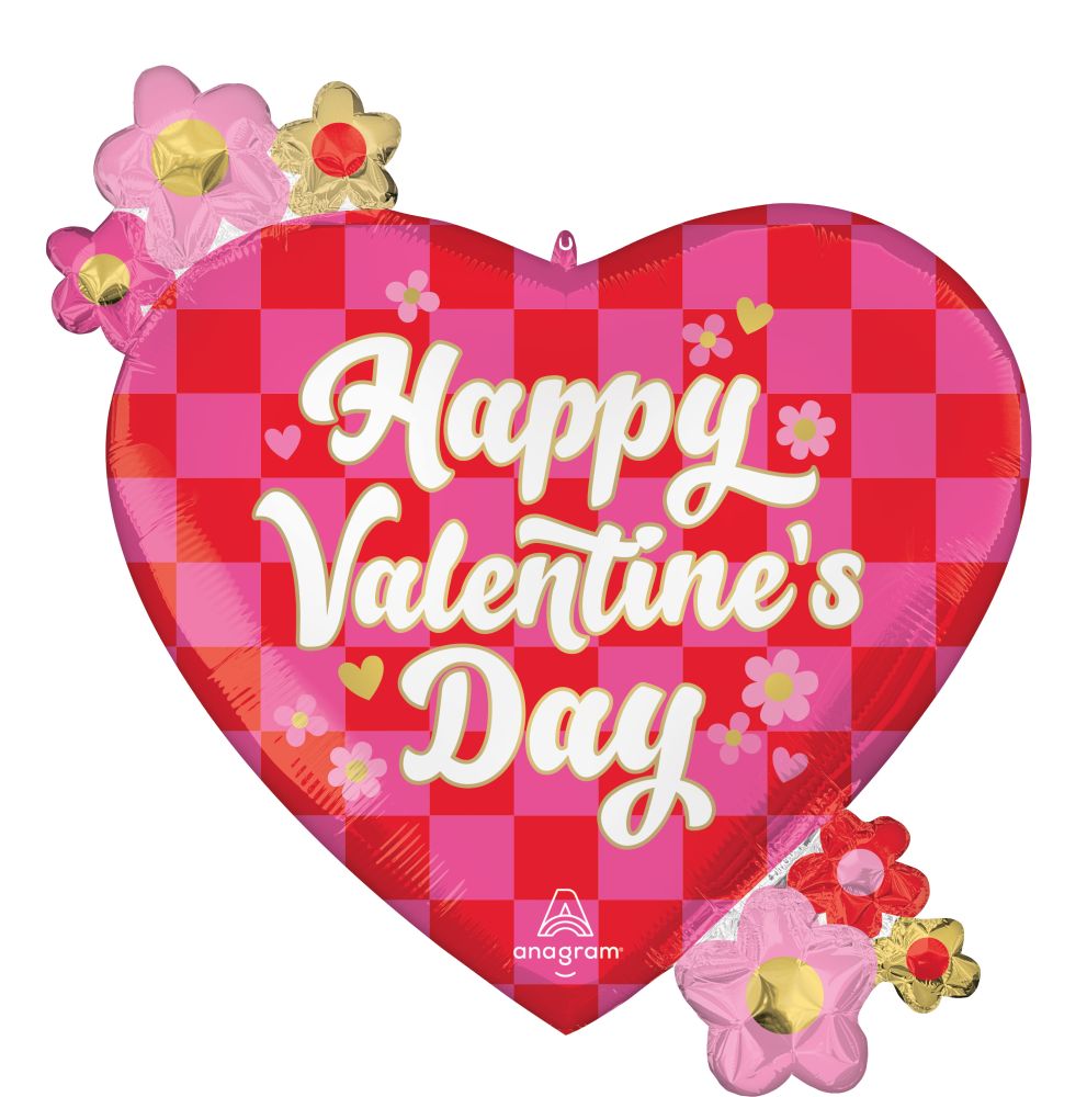 SuperShape Checkerboard Valentines Day Balloon