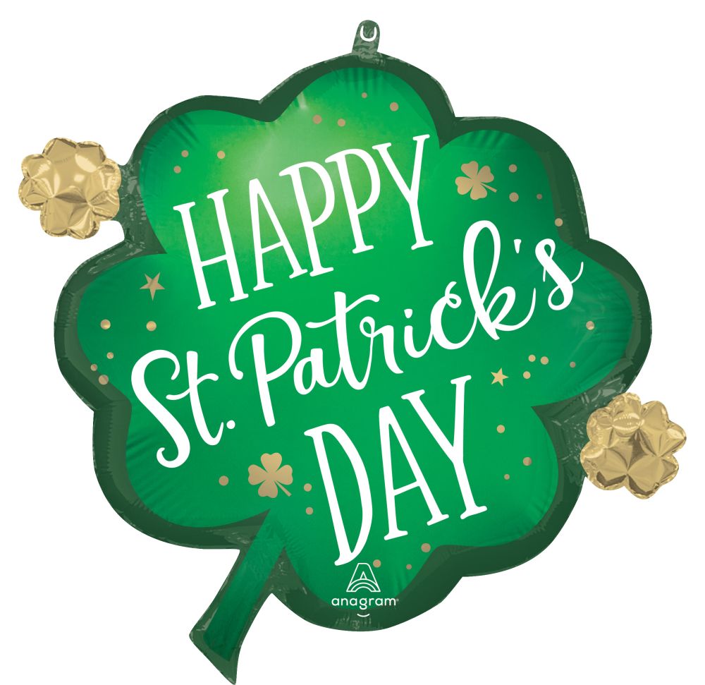 SuperShape Satin Lucky Shamrock Balloon
