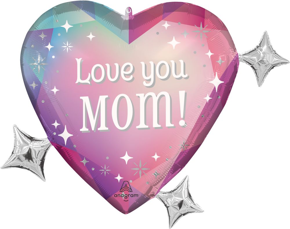 SuperShape Radiant Gems Love You, Mom Balloon