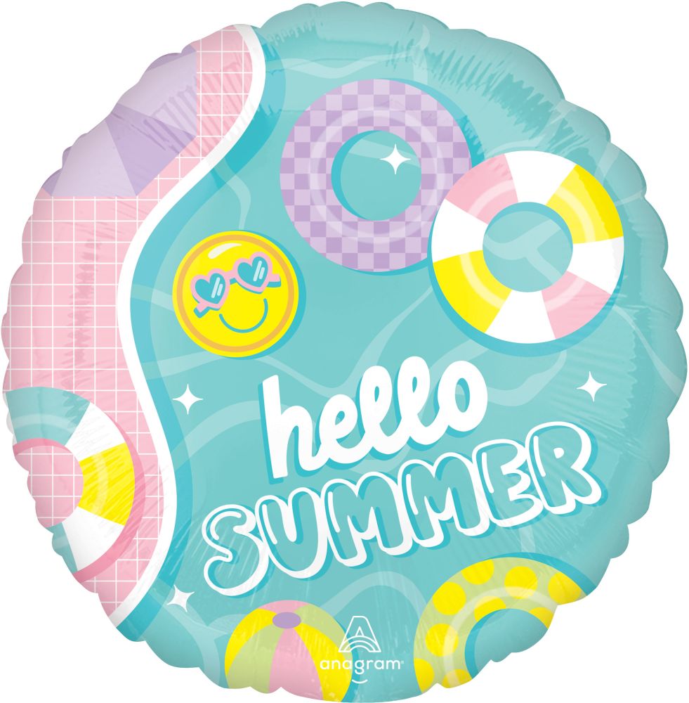 Standard Pastel Beach Club Hello Summer Balloon