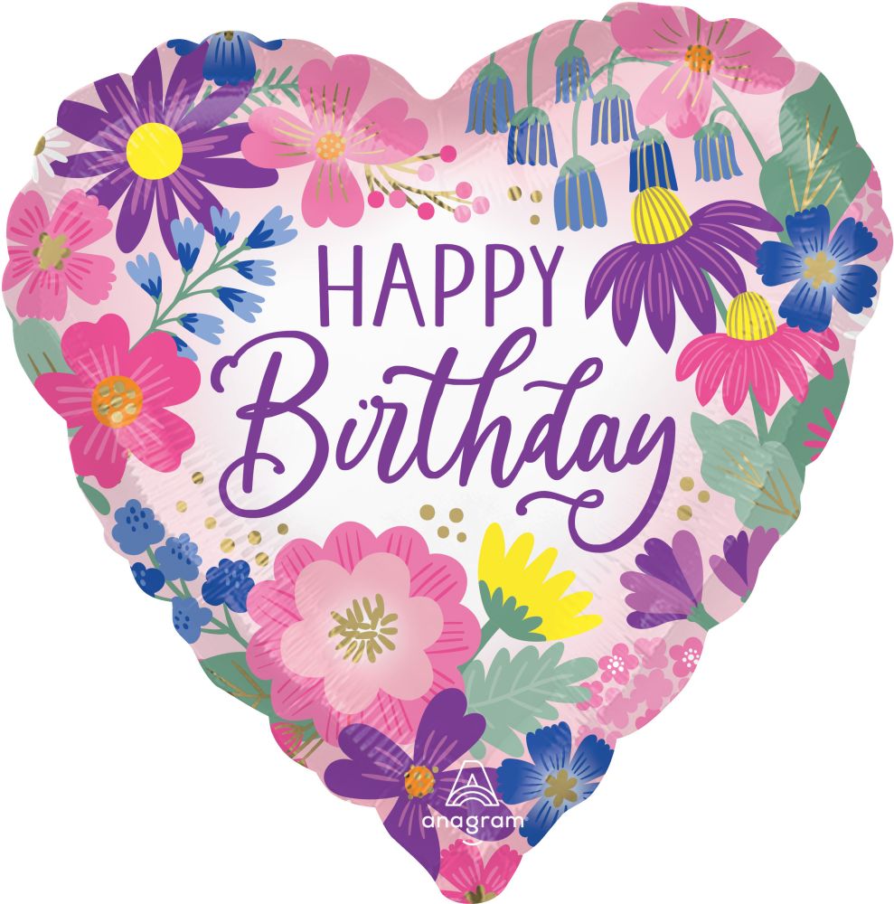 Standard Garden Florals Birthday Balloon