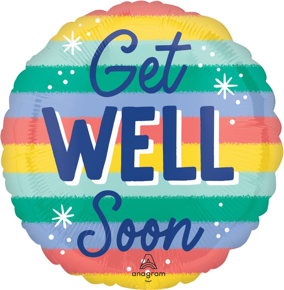 Jumbo Candy Stripes Get Well Soon Balloon