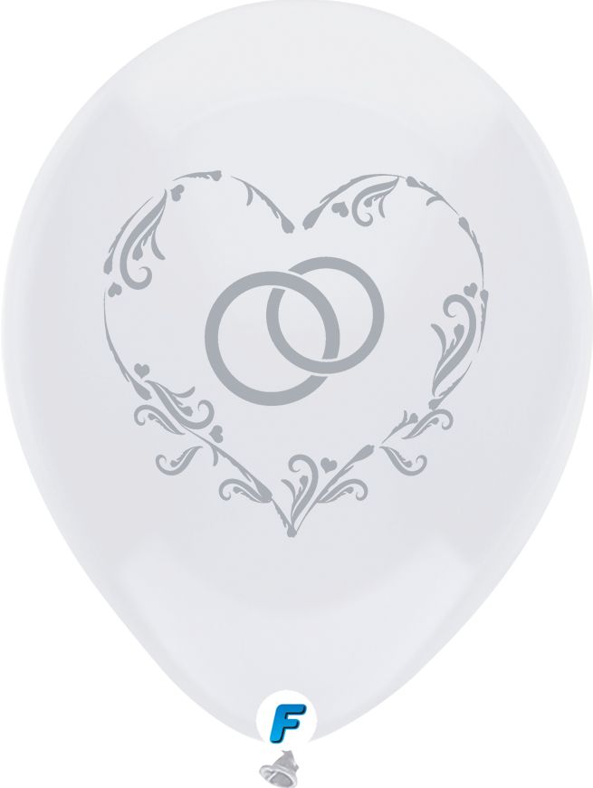 Funsational 12" Wedding Rings White (8pcs) Balloons