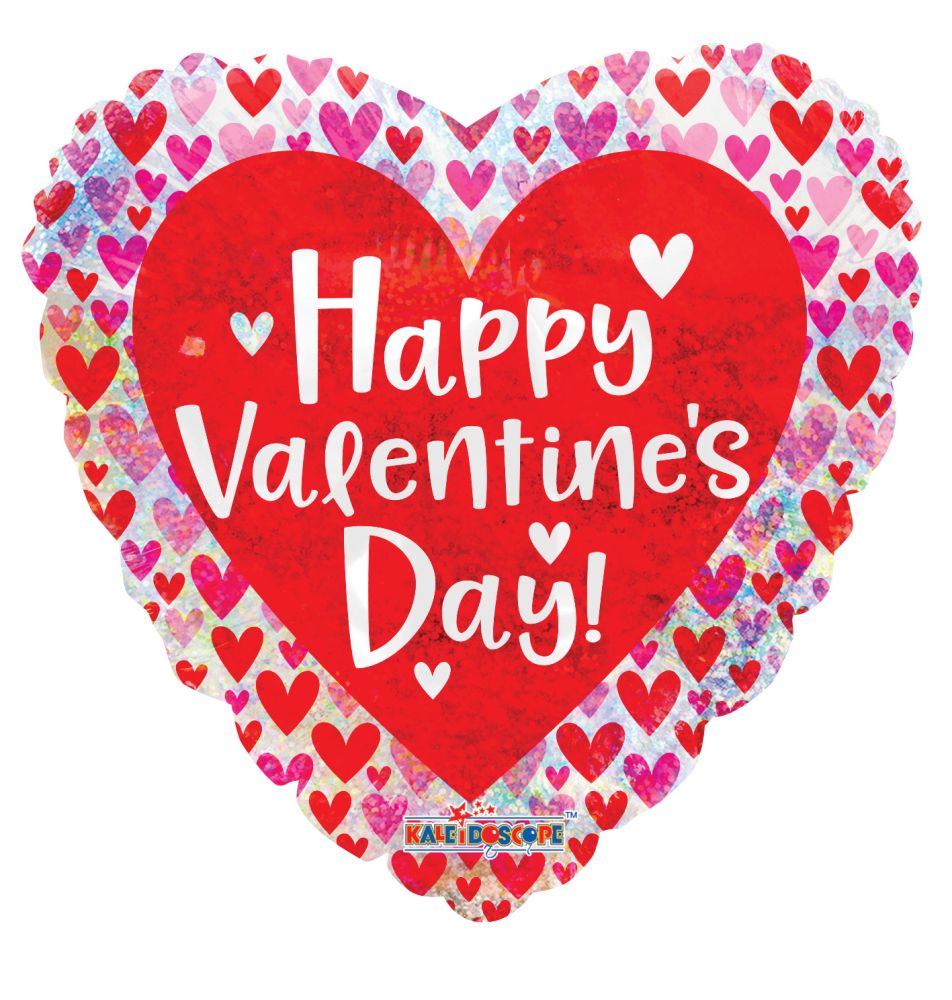 09" Vals Hearts Iridescent Balloon