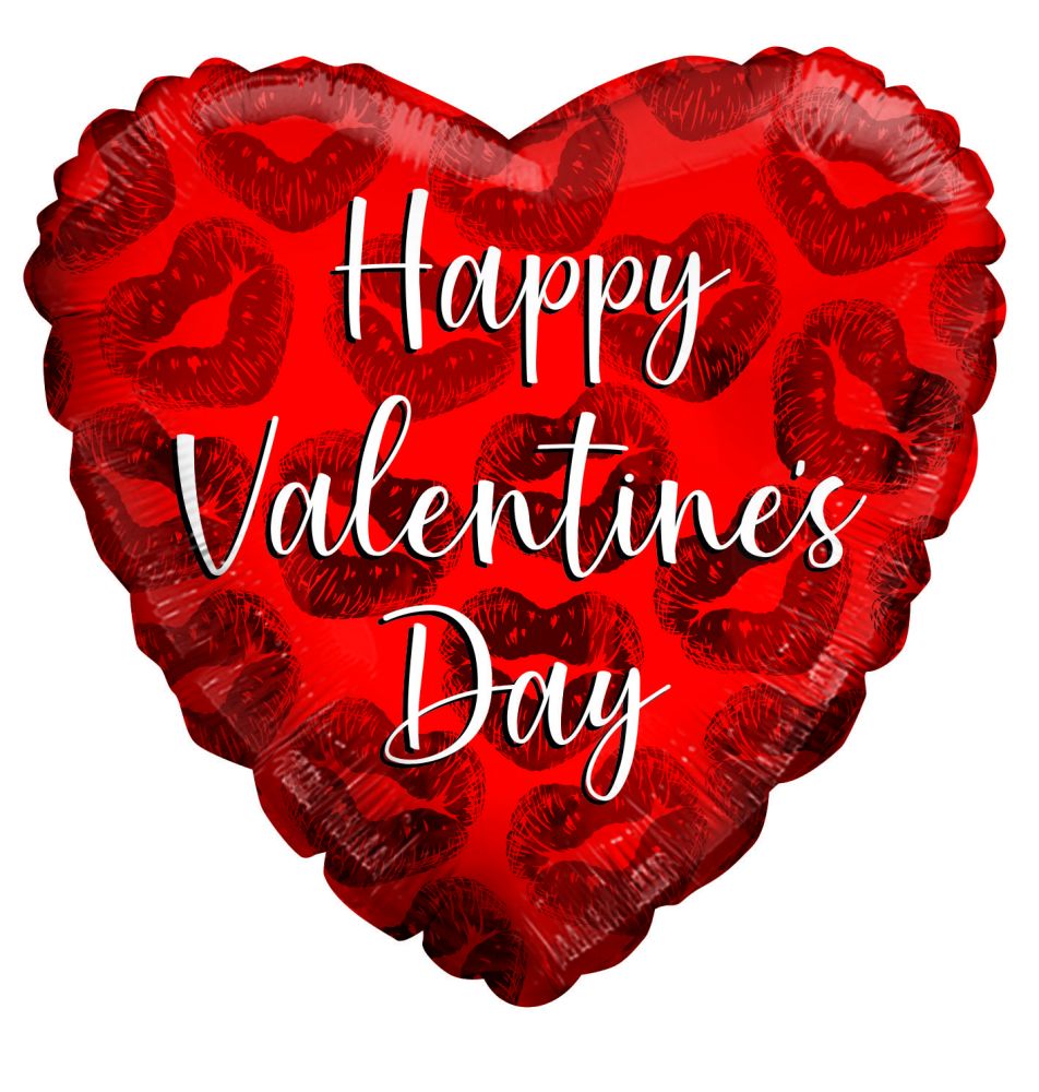 18" Happy Valentines Day Red Kisses Balloon