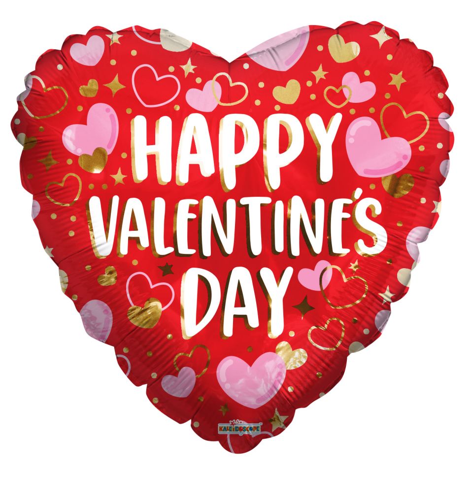 18" Happy Valentines Day With Hearts Balloon