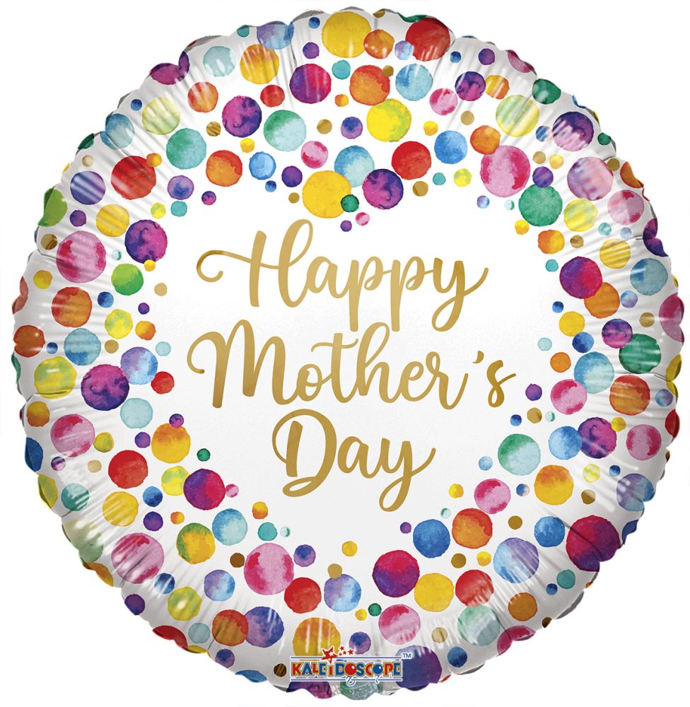 09" Happy Mothers Day Watercolor Dots Balloon