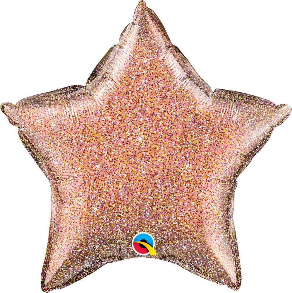 20" Glittergraphic Rose Gold Star Balloon