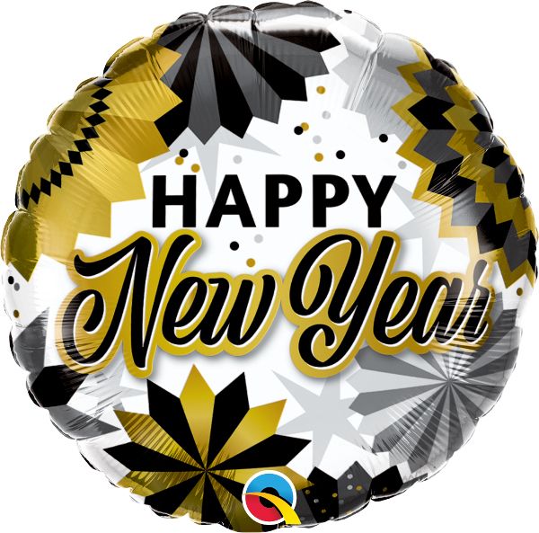 18" New Year Black and Gold Fans (non-packaged) Balloon