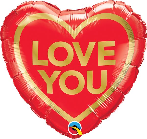 18" Love You Golden Heart Balloon